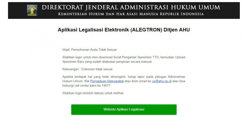 Permohonan Legalisasi Ahu Online