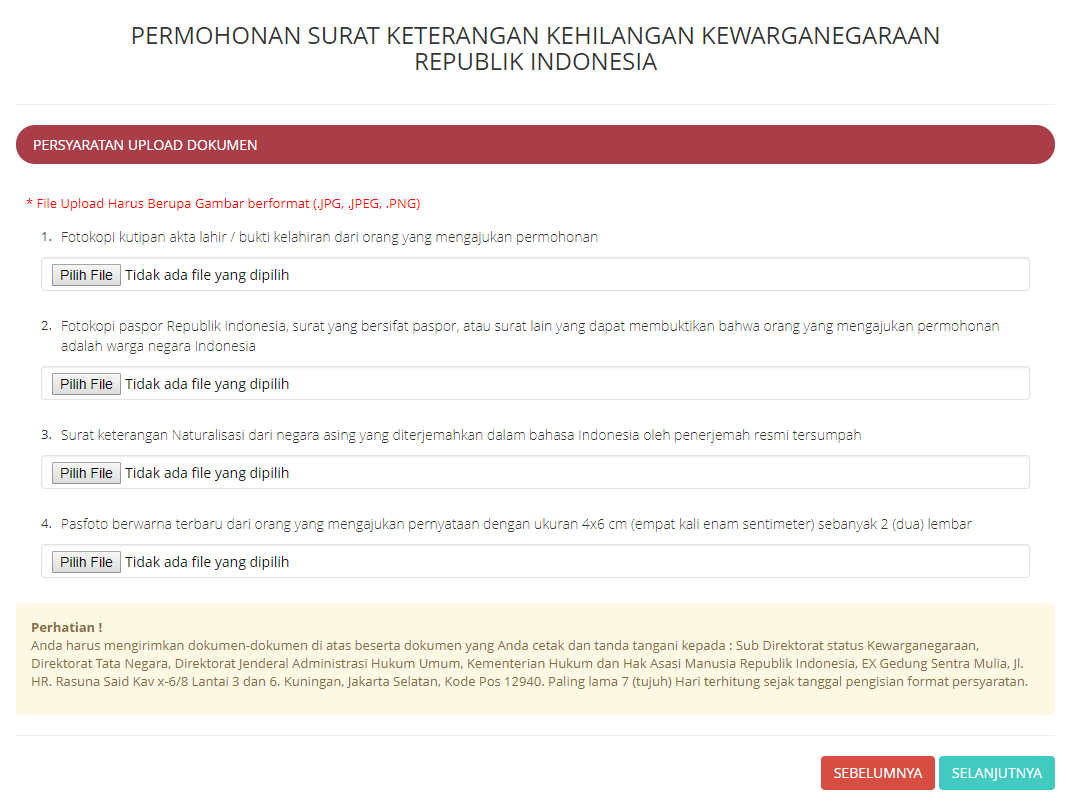 Permohonan Surat Keterangan Kehilangan Kewarganegaraan Ahu Online